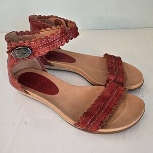 Pikolinos Alcudia Sandal Shoes Women's 38 Sandia Red Leather Ankle Strap Summer